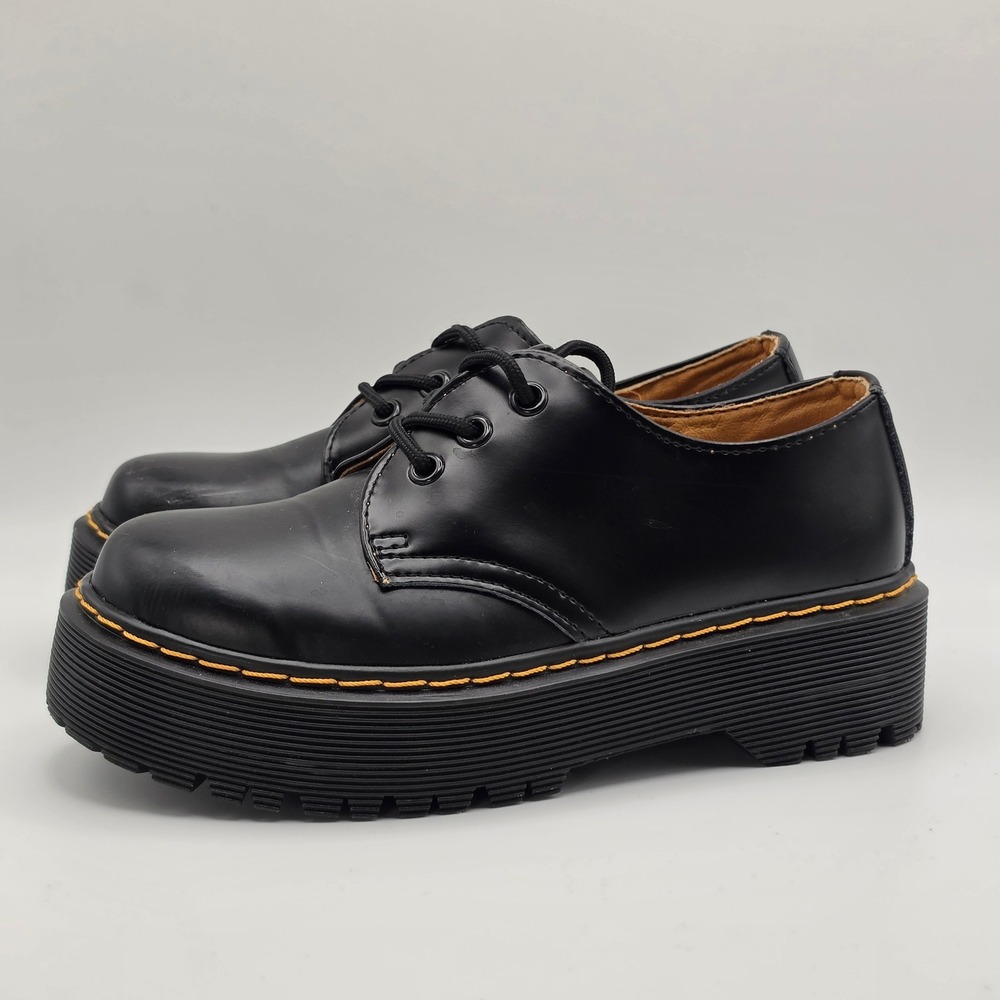 Dr Martens 8053 Quad Oxford Womens 5 Black Leather Platform Lug Sole 11822002